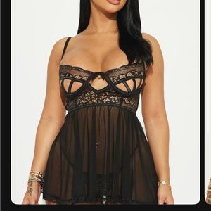 Black mesh intimate set